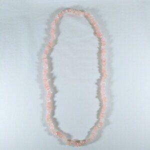 Pink Quartz Necklace VTG 17 in. 4.3 oz Chip Overhead